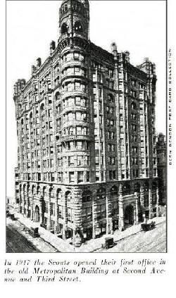 First scout Office at 2nd Ave. and Third Street.    Click for Larger Image